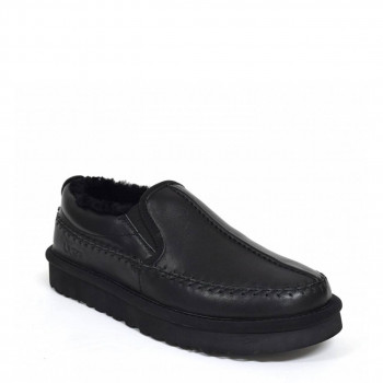 Мужские UGG Stitch Slip On Leather Black